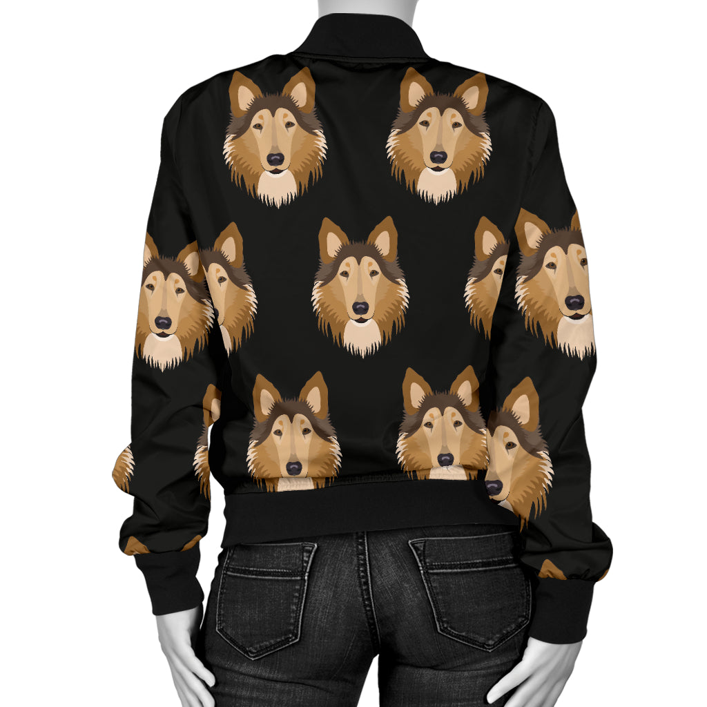Collies Pattern Print Design 01 Women's Bomber Jacket