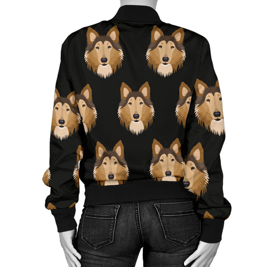 Collies Pattern Print Design 01 Women's Bomber Jacket