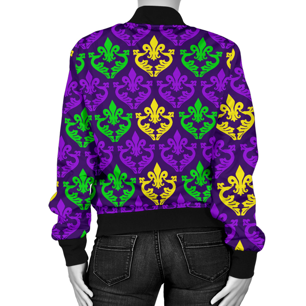 Mardi Gras Pattern Print Design 02 Women's Bomber Jacket