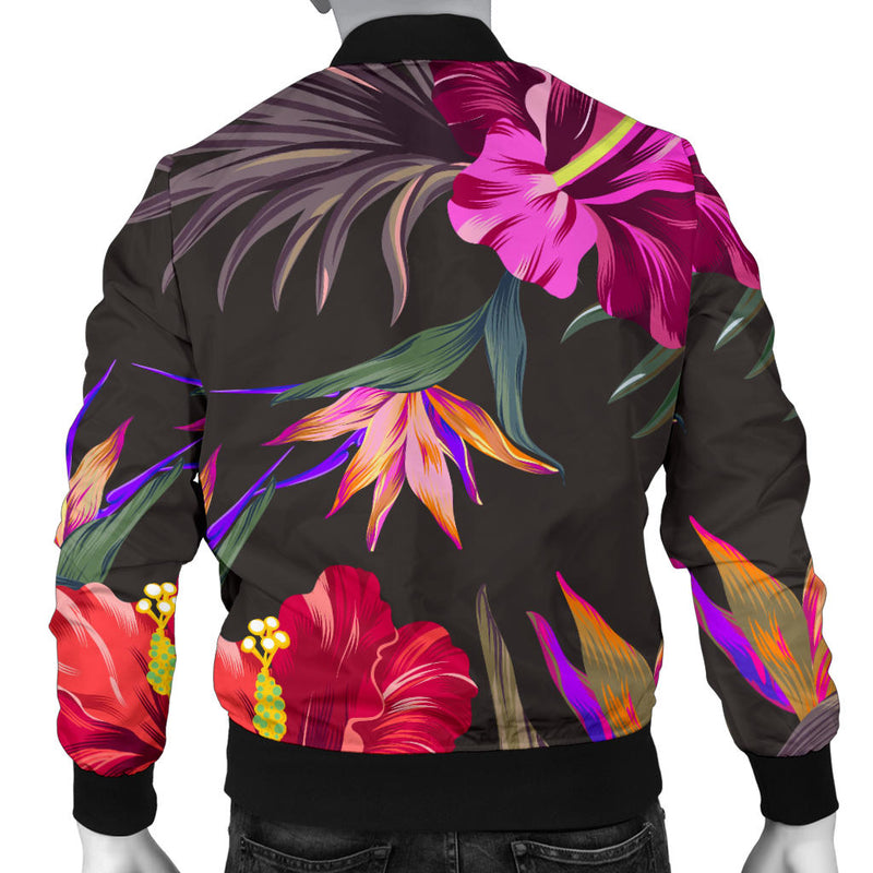 Hibiscus Pattern Print Design HB014 Men Bomber Jacket