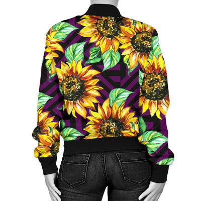 Sunflower Pattern Print Design SF012 Women Bomber Jacket