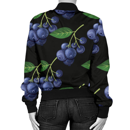 Blueberry Pattern Print Design BB01 Women Bomber Jacket