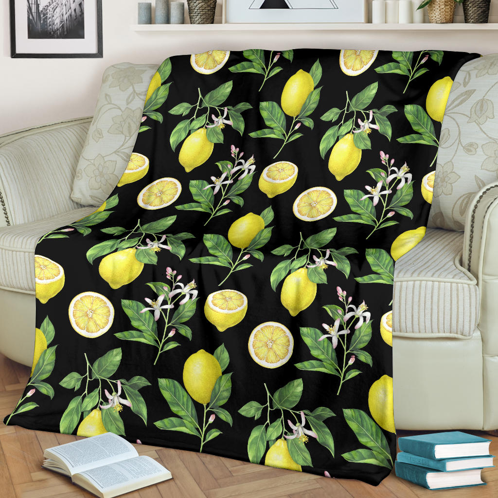 Lemon Pattern Print Design LM02 Fleece Blanket