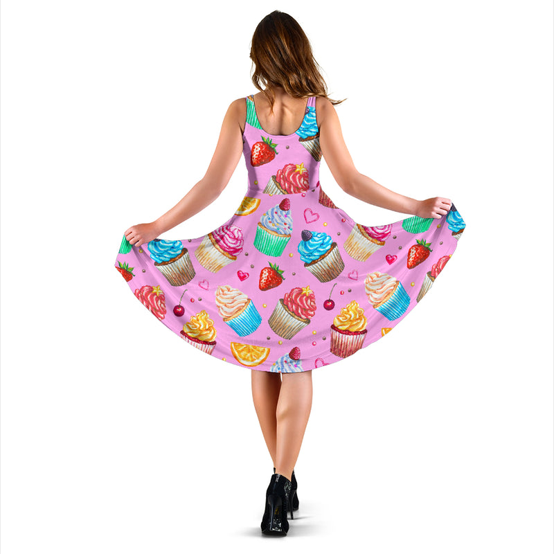 Cupcake Pattern Print Design CP05 Midi Dress