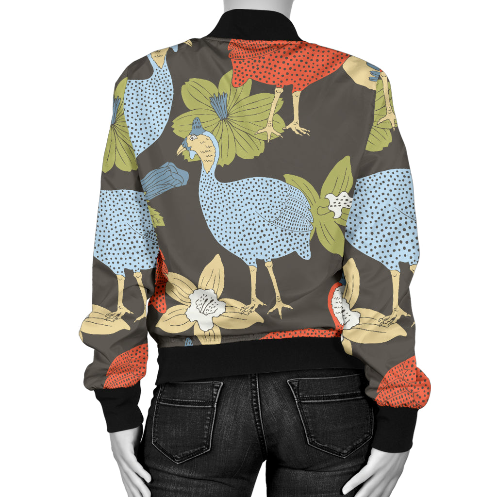 Guinea Fowl Pattern Print Design 02 Women's Bomber Jacket
