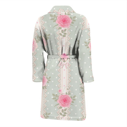 Rose Pattern Print Design RO016 Men Bathrobe