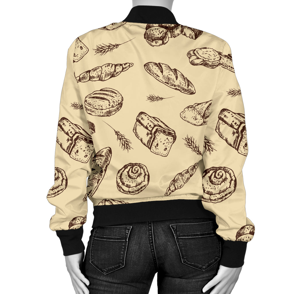 Bread Pattern Print Design 04 Women's Bomber Jacket