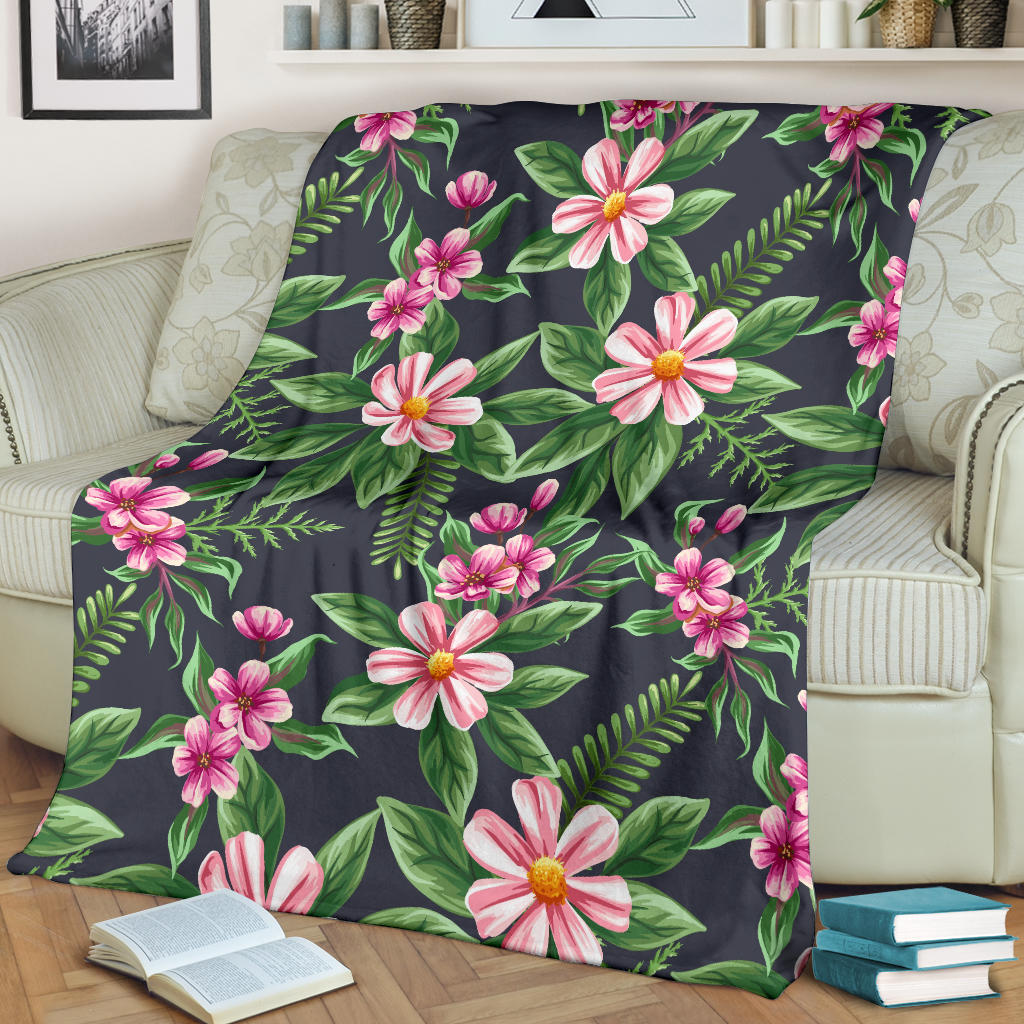 Summer Floral Pattern Print Design SF010 Fleece Blanket