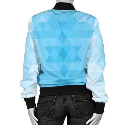 Geometric Blue Pattern Print Design 01 Women's Bomber Jacket