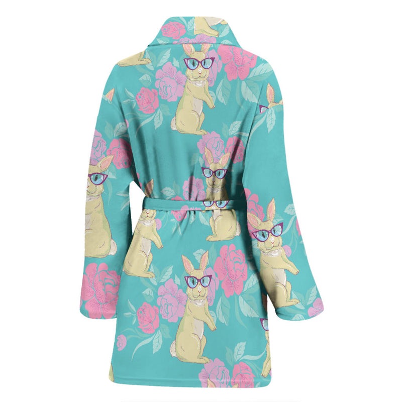 Rabbit Pattern Print Design RB05 Women Bathrobe