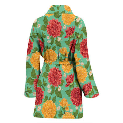 Dahlia Pattern Print Design DH011 Women Bathrobe