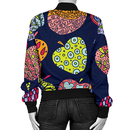 Apple Pattern Print Design AP05 Women Bomber Jacket