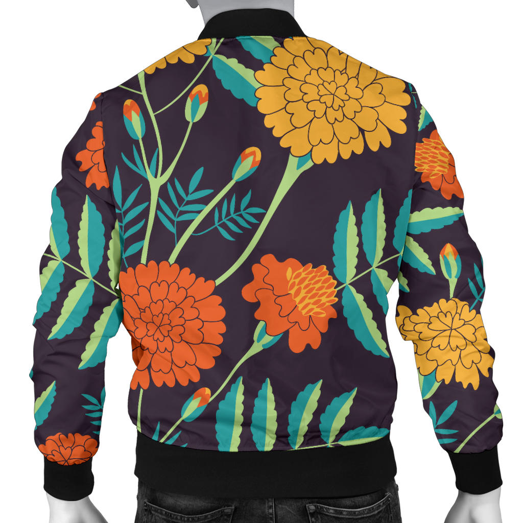 Marigold Pattern Print Design MR01 Men Bomber Jacket