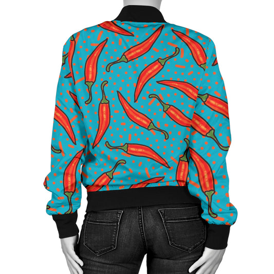 Chilli Pepper Pattern Print Design 05 Women's Bomber Jacket