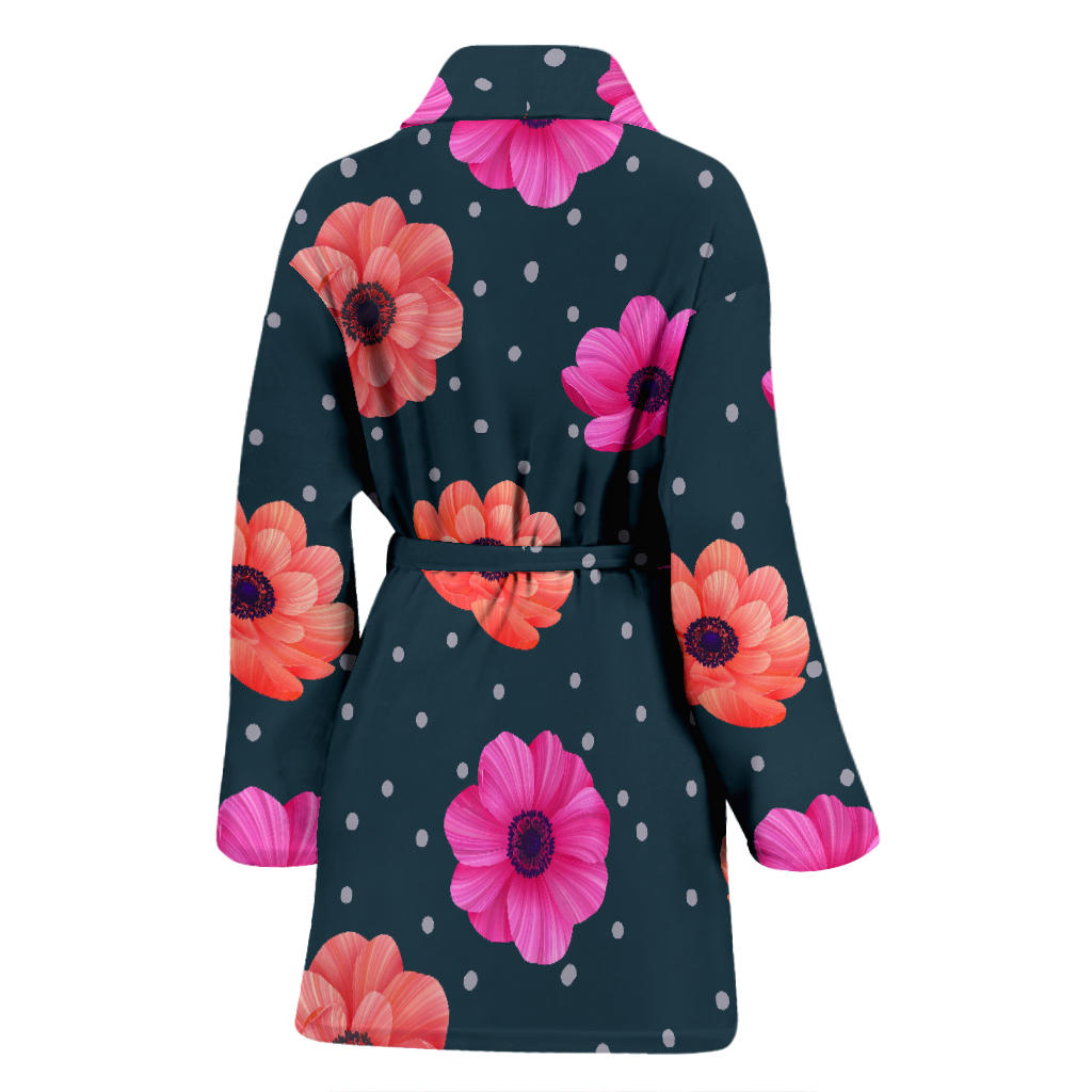 Anemone Pattern Print Design AM08 Women Bathrobe