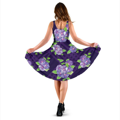 Morning Glory Pattern Print Design MG03 Midi Dress