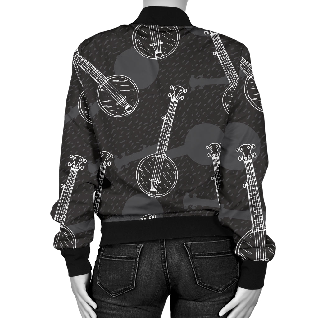 Banjo Pattern Print Design 03 Women's Bomber Jacket