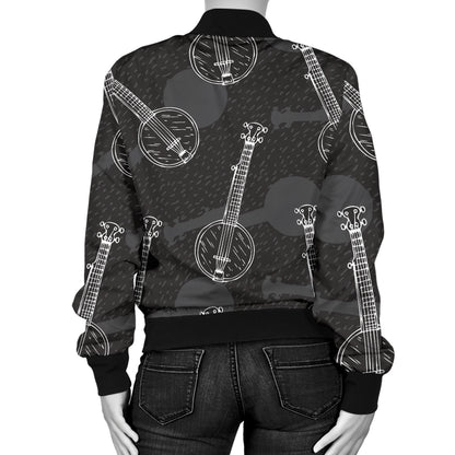 Banjo Pattern Print Design 03 Women's Bomber Jacket