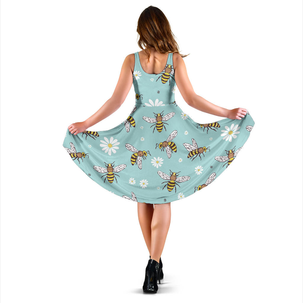 Bee Pattern Print Design BEE010 Midi Dress