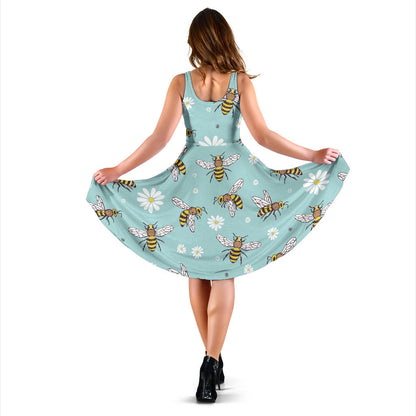 Bee Pattern Print Design BEE010 Midi Dress