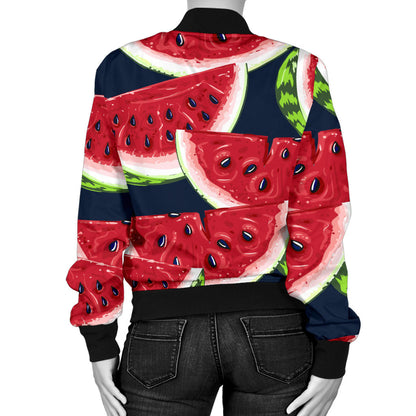 Watermelon Pattern Print Design WM011 Women Bomber Jacket