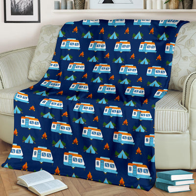 Camper Pattern Camping Themed No 3 Print Fleece Blanket