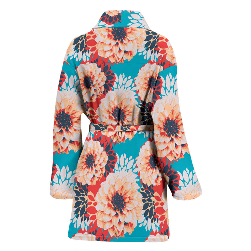 Dahlia Pattern Print Design DH05 Women Bathrobe