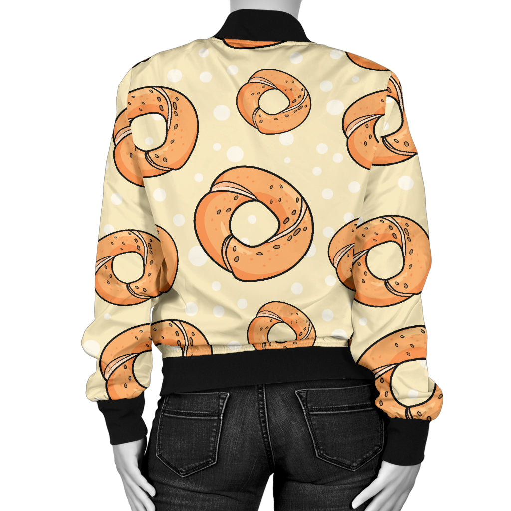 Bagel Pattern Print Design 03 Women's Bomber Jacket