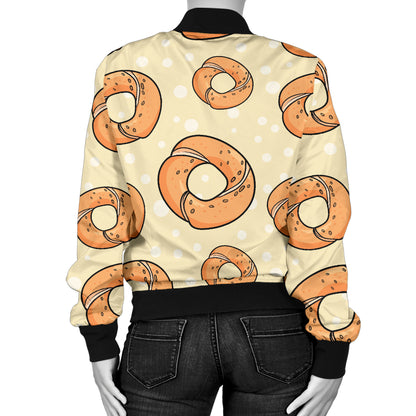 Bagel Pattern Print Design 03 Women's Bomber Jacket