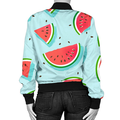 Watermelon Pattern Print Design WM03 Women Bomber Jacket