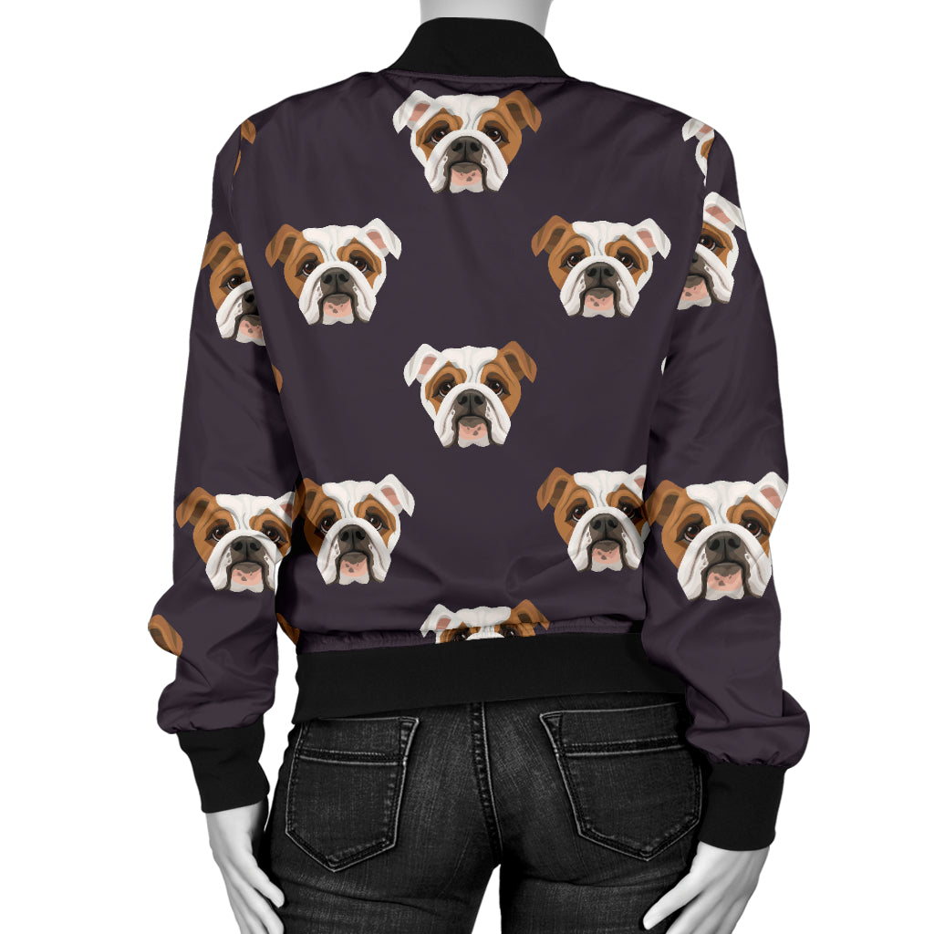 Bulldogs Pattern Print Design 03 Women's Bomber Jacket