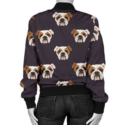 Bulldogs Pattern Print Design 03 Women's Bomber Jacket