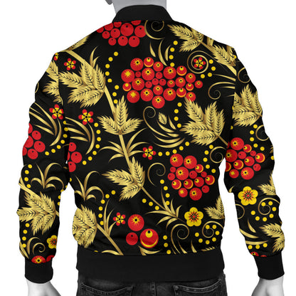 Cranberry Pattern Print Design CB02 Men Bomber Jacket