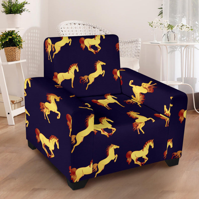 Gold Horse Pattern Armchair Slipcover