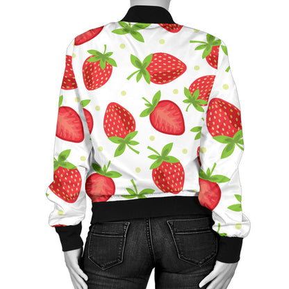 Strawberry Pattern Print Design SB07 Women Bomber Jacket