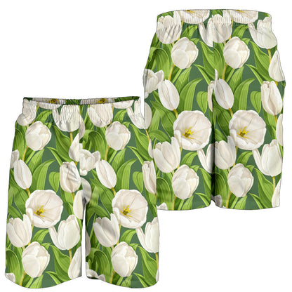 Tulip White Pattern Print Design TP05 Mens Shorts