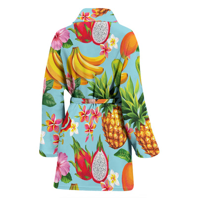 Tropical Fruits Pattern Print Design TF01 Women Bathrobe