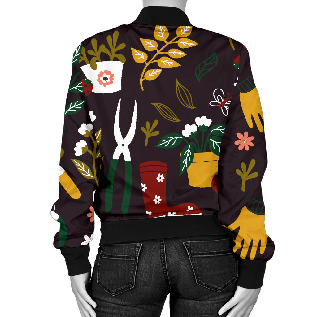 Gardening Pattern Print Design G05 Women Bomber Jacket