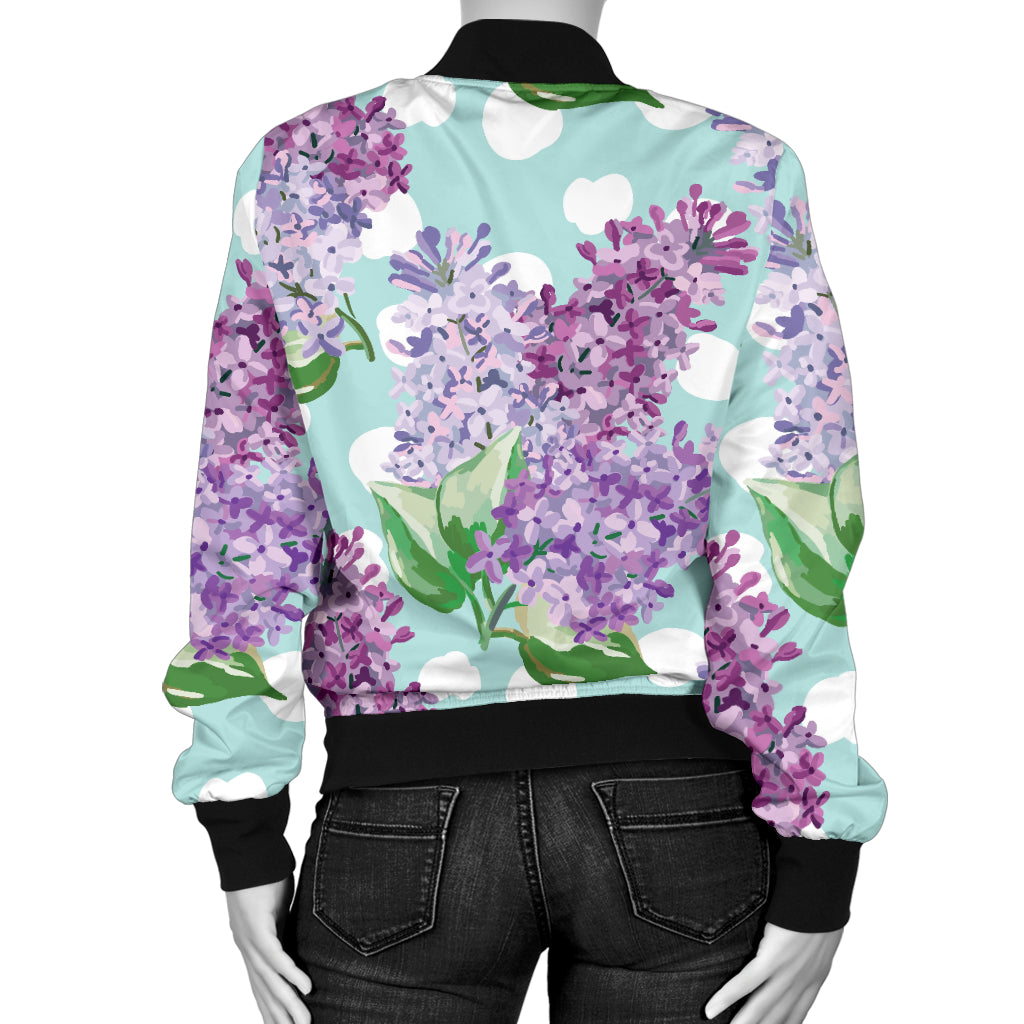Lilac Pattern Print Design 02 Women's Bomber Jacket