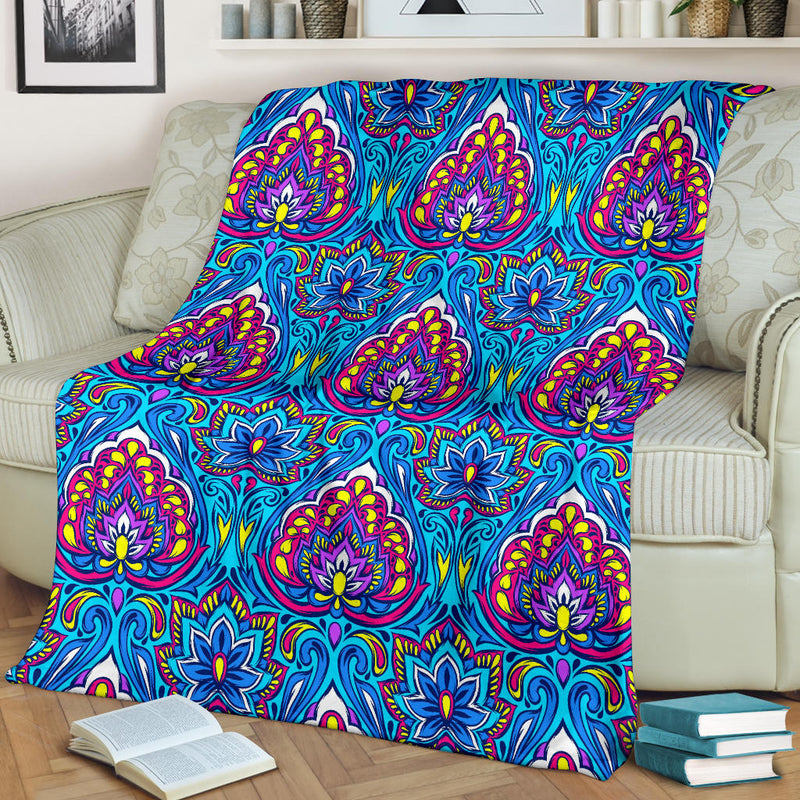 lotus Boho Pattern Print Design LO010 Fleece Blanket