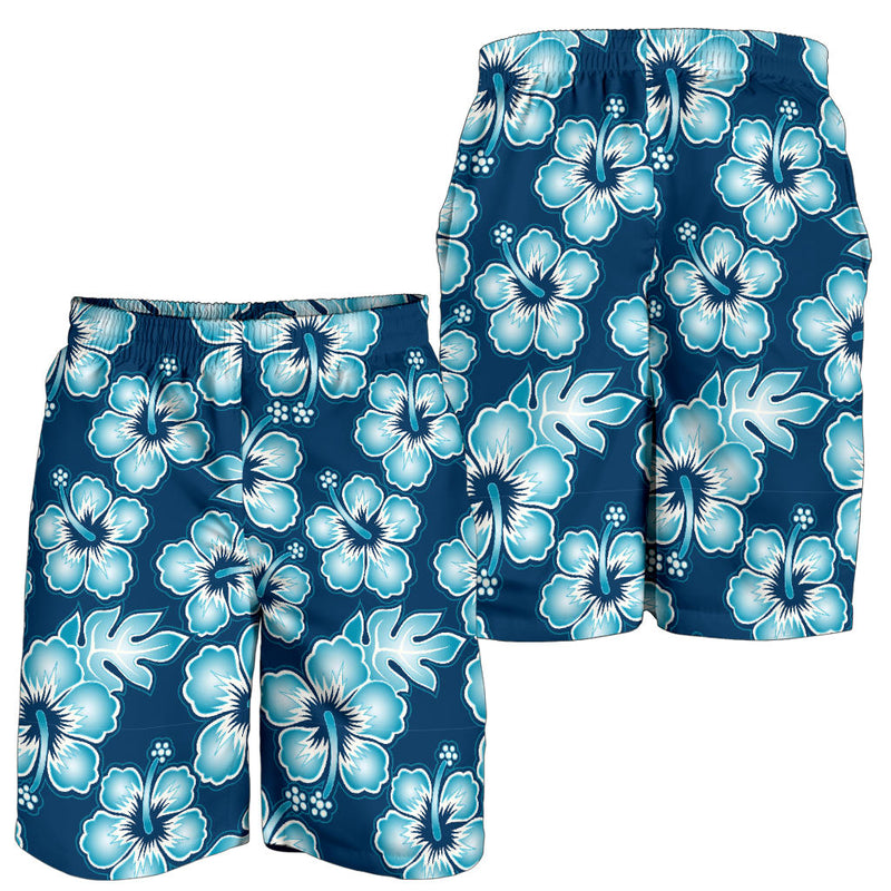 Blue Hibiscus Pattern Print Design HB011 Mens Shorts