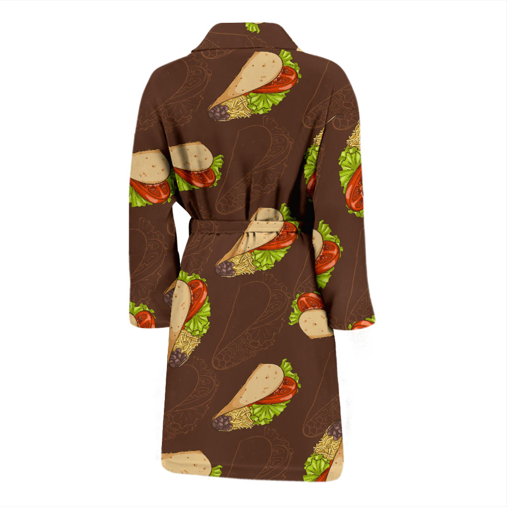 Taco Pattern Print Design TC08 Men Bathrobe