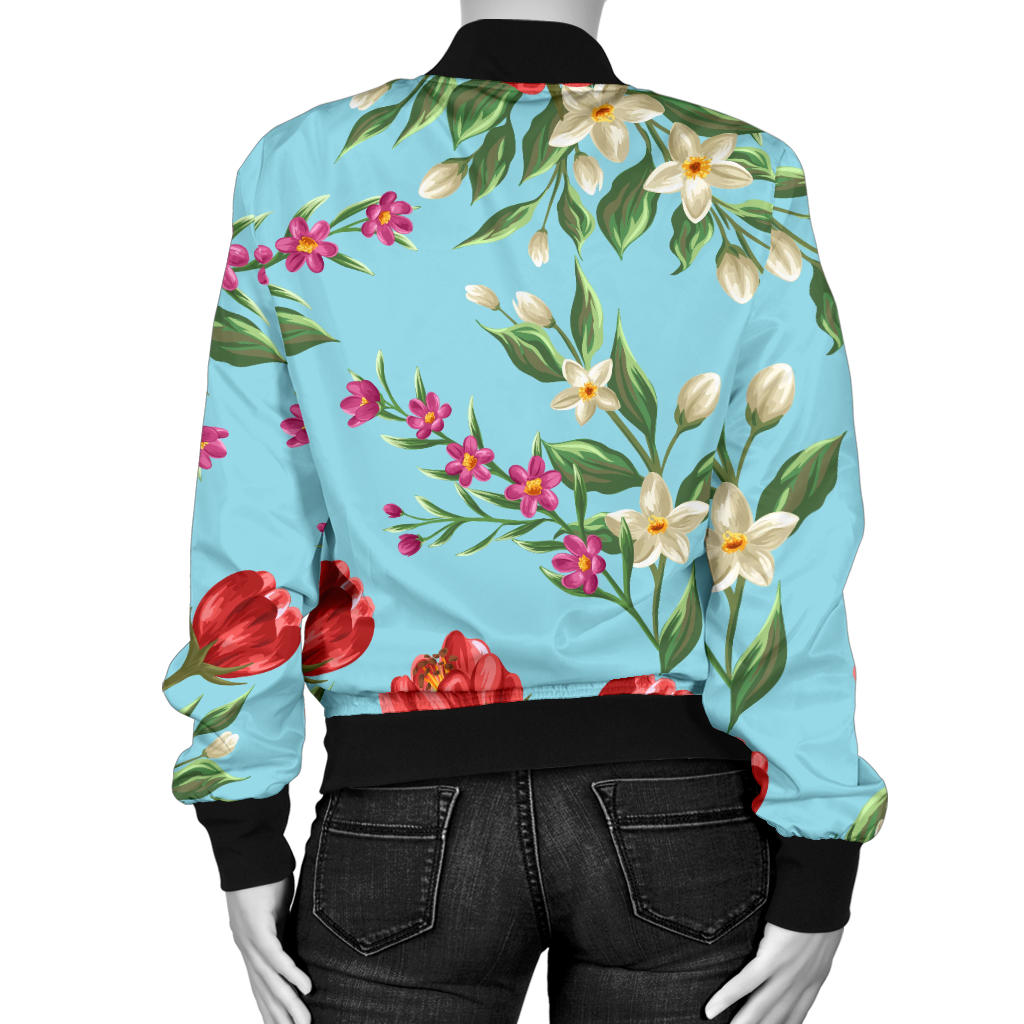 Summer Floral Pattern Print Design SF011 Women Bomber Jacket