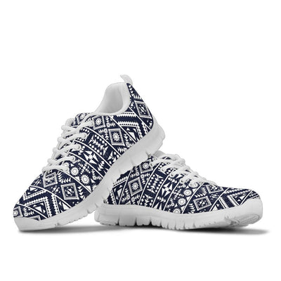 Blue White Tribal Aztec Sneakers White Bottom Shoes