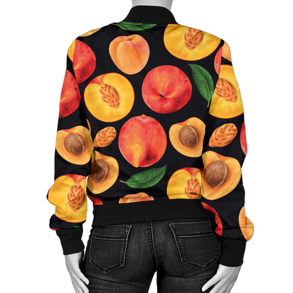 Peach Pattern Print Design A02 Women's Bomber Jacket