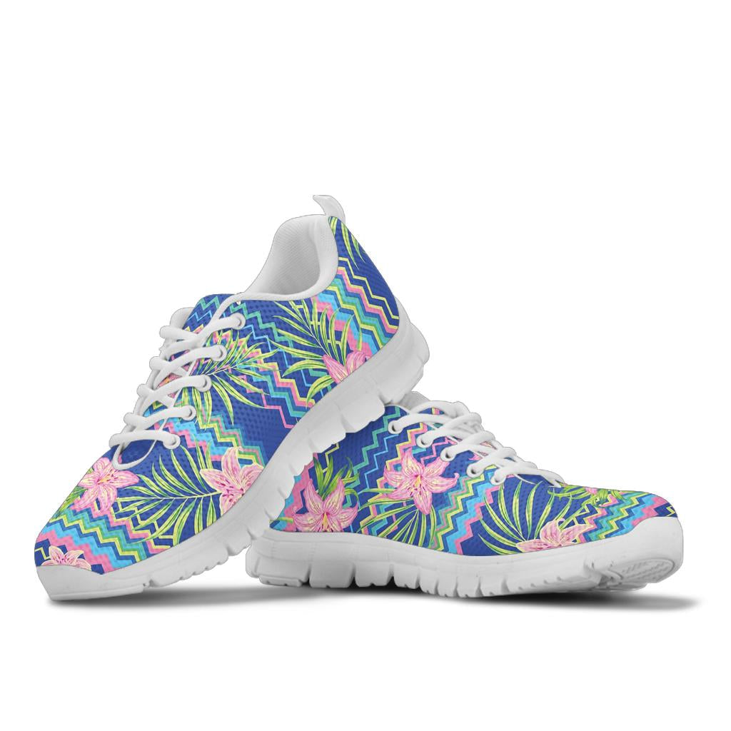 Lily Pattern Print Design LY015 Sneakers White Bottom Shoes