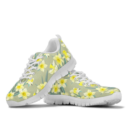Daffodils Pattern Print Design DF01 Sneakers White Bottom Shoes