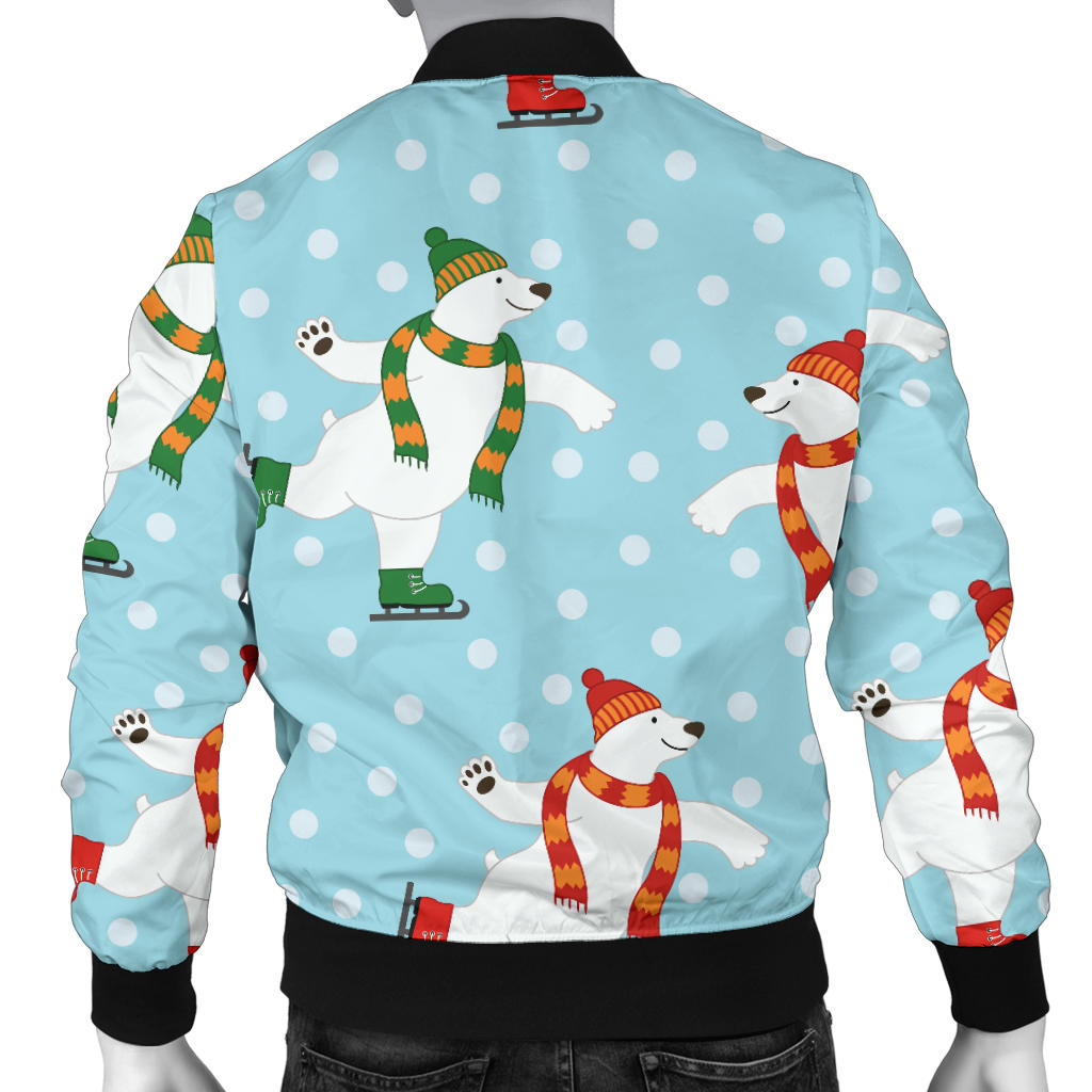 Polar Bear Pattern Print Design PB07 Men Bomber Jacket
