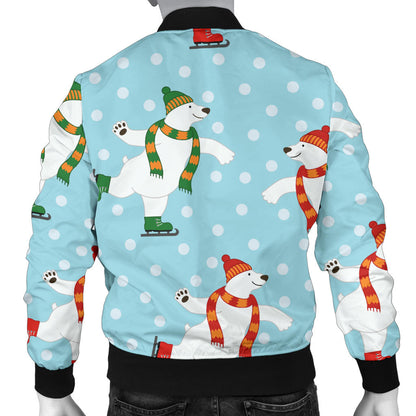 Polar Bear Pattern Print Design PB07 Men Bomber Jacket
