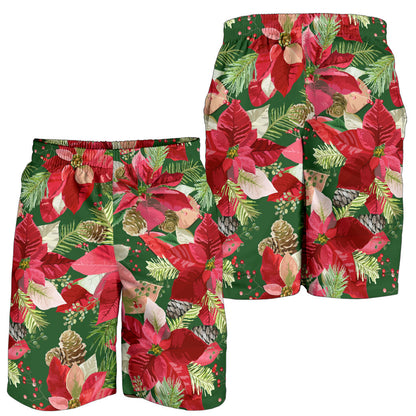 Poinsettia Pattern Print Design POT03 Mens Shorts